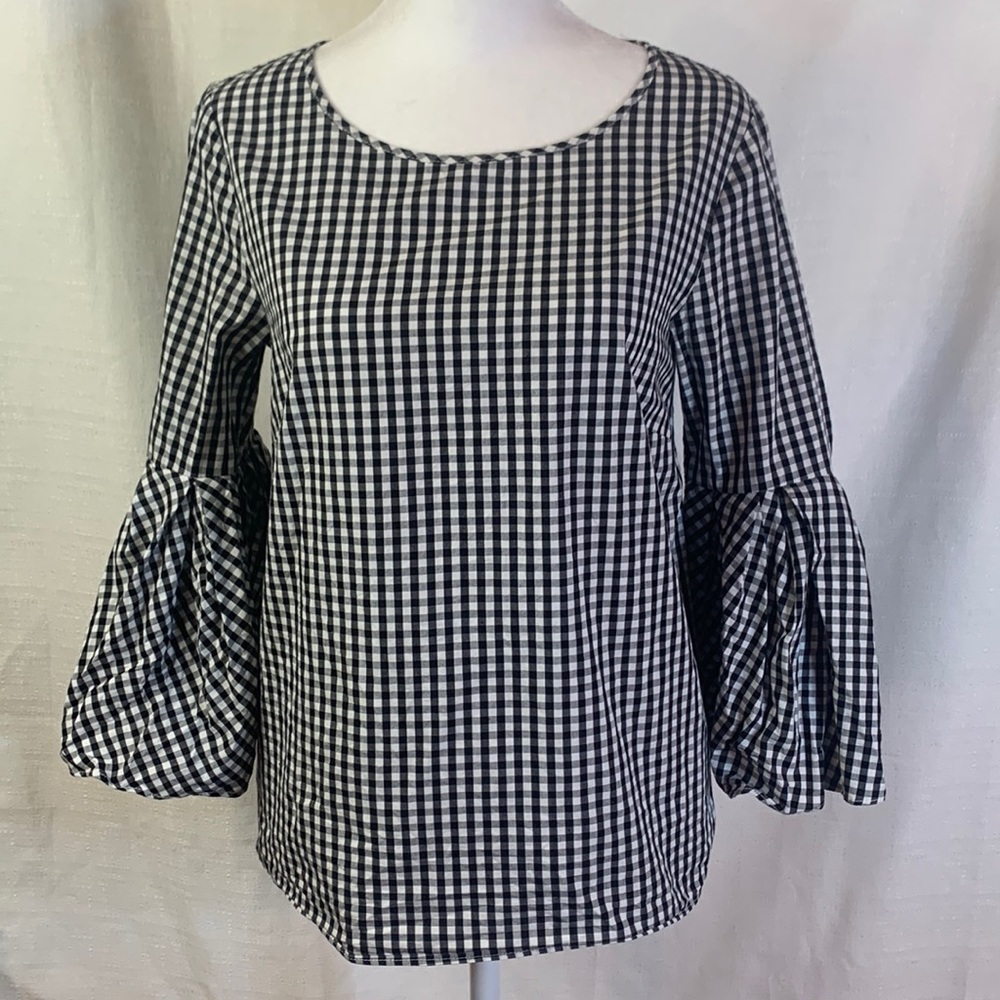 Jane and Delancey Black and White Gingham Top
